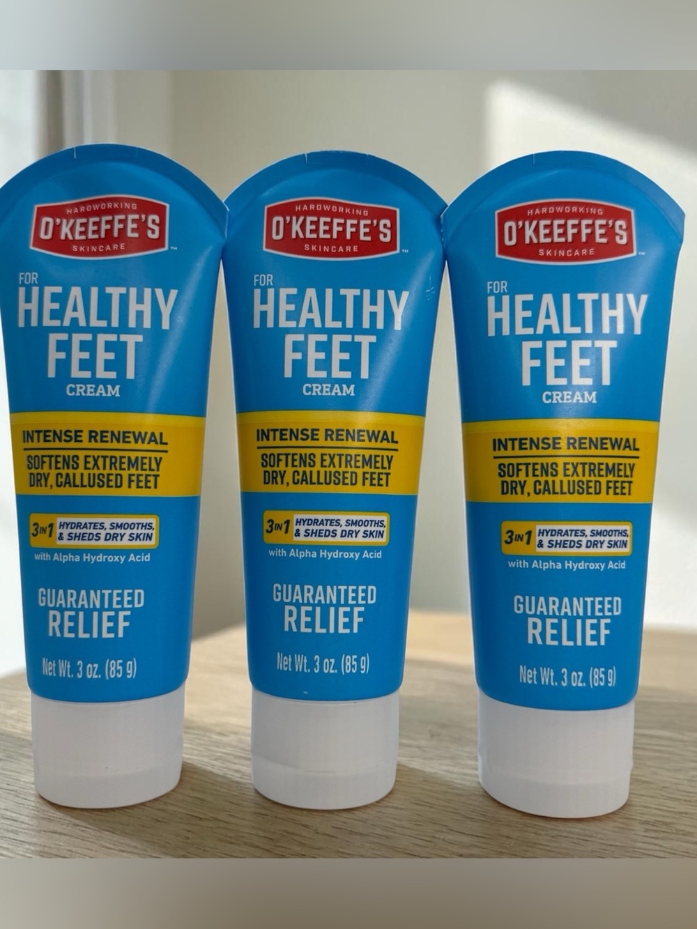 3 Pk O’Keeffe’s Healthy Feet Intense Renewal Cream 3oz Urea AHA Dry Skin Repair